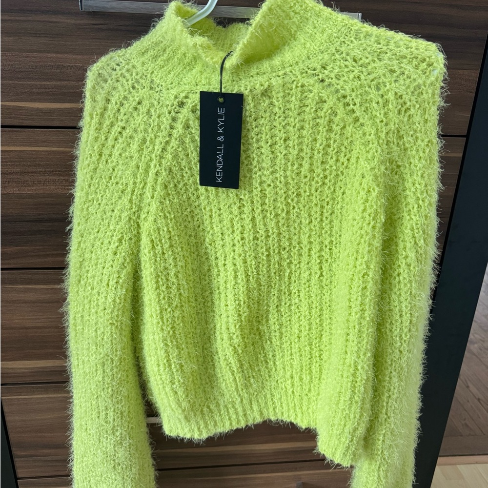 Kendall & Kylie Vibrant Lime Turtleneck Sweater